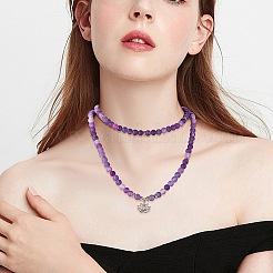 合金オーム/オウムロータスの天然風化瑪瑙ラウンドビーズラップブレスレット  女性のための宝石用原石のヨガブレスレット  32-7/8インチ（83.5cm）&nbsp;AJEW-PH00503-01