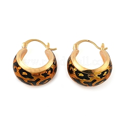 Leopard Print Brass Enamel Hoop Earrings for Women&nbsp;EJEW-U055-11A-G