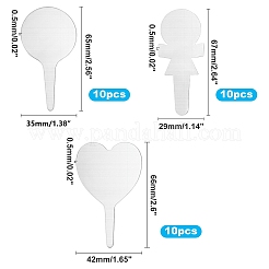 ステンレス鋼の植物ラベル  混合図形  ステンレス鋼色  30個/セット&nbsp;STAS-GA0001-03P