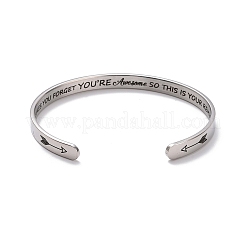 Non-Tarnish 304 Stainless Steel Open Cuff Bangle&nbsp;BJEW-G653-01P-07