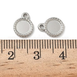304ステンレススチールペンダントカボションセッティング  フラットラウンド  ステンレス鋼色  トレイ：6mm  10.5x8x1.5mm  穴：1.2mm&nbsp;STAS-D127-02P