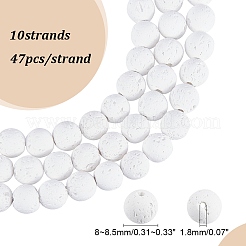 合成溶岩岩ビーズ連売り  染め  ラウンド  ホワイト  8~8.5mm  穴：1.8mm  約47個/連  14.96インチ（38cm）&nbsp;X-G-S247-8mm-08-1