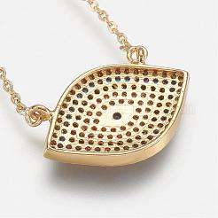 Brass Micro Pave Cubic Zirconia Pendant Necklaces&nbsp;NJEW-j051-10G