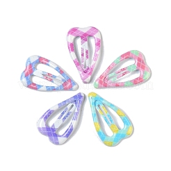 10Pcs 5 Colors Tartan Pattern Epoxy Resin Snap Hair Clip&nbsp;PHAR-P009-01E