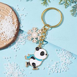 Snowflake & Panda Alloy Enamel Pendant Keychains&nbsp;KEYC-JKC00630-01