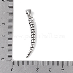 バイキング 316 サージカルステンレスペンダント  狼の歯のチャーム  アンティークシルバー  34x4mm  穴：6x4.5mm&nbsp;STAS-E212-14AS