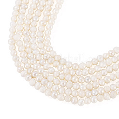 3連天然淡水養殖真珠ビーズ連  ポテト  乳白色  3.5~5x3~5mm  穴：0.6mm  約85個/連  13.39インチ（34cm）&nbsp;PEAR-TA0001-32