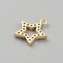 真鍮製マイクロパヴェキュービックジルコニアペンダント  14KGP本金メッキ  スター  13.5x11.5x1.5mm  穴：1.2mm&nbsp;KK-WH0365-009G-04