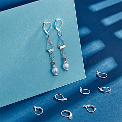 304ステンレススチールフレンチフックピアス金具40個  水平ループ付き  銀  15x10x1.5mm  穴：1.2mm  ピン：1x0.8mm&nbsp;STAS-UN0041-87