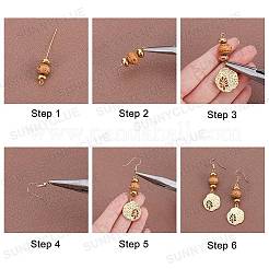 Wood Beads Dangle Earrings DIY Making Kit&nbsp;DIY-SC0017-64