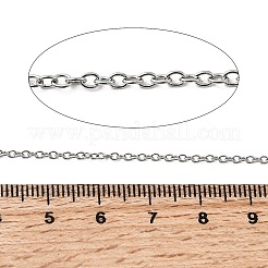 変色しにくい304ステンレススチールアズキチェーン  ハンダ付け  スプールで  オーバル  ステンレス鋼色  2x1.5x0.4mm  約328.08フィート（100m）/ロール&nbsp;CHS-Q001-08-100m
