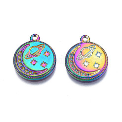 Rack Plating Rainbow Color 304 Stainless Steel Pendants Rhinestone Settings&nbsp;STAS-S119-128