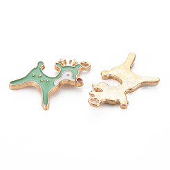 合金エナメルチャーム  鹿  ライトゴールド  ミディアムアクアマリン  21x14x3mm  穴：1.6mm&nbsp;LS-ENAM-N054-012F