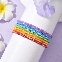 7 PCS Rainbow Style Glass Seed Beads Bracelets for Women&nbsp;BJEW-JB10067