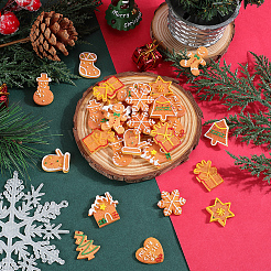 クリスマステーマの樹脂製デコカボション66個、11つのスタイル  ジュエリー作りのための  模造食品  混合図形  22~27.5x18.5~28.5x4~6mm  6個/スタイル&nbsp;RESI-SC0005-59