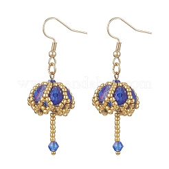 Transparent Electroplate Glass & Seed Glass Beads Dangle Earrings&nbsp;EJEW-MZ00714-03