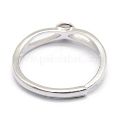 Anti-Tarnish Adjustable Rhodium Plated 925 Sterling Silver Design Ring Mounts Fittings with Pearl Seat&nbsp;X-STER-I016-016P