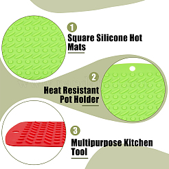 6Pcs 6 Colors Square Silicone Hot Mats for Hot Dishes&nbsp;AJEW-DC0001-14
