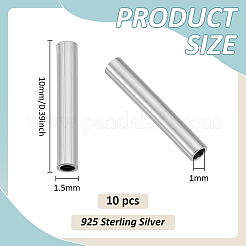 スターリングシルバーチューブビーズ10個925個  プラチナ  10x1.5mm  穴：1mm&nbsp;STER-BC0003-48A