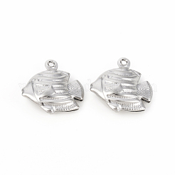 変色しない304ステンレススチールペンダント  魚  ステンレス鋼色  17.2x17.3x5.5mm  穴：1.2mm&nbsp;STAS-I149-03P