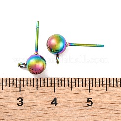 Rainbow Color 304 Stainless Steel Ball Stud Earring Post&nbsp;STAS-C043-65C-M