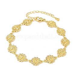 Virgin Mary Theme Brass Micro Pave Clear Cubic Zirconia Link Chain Bracelets for Women&nbsp;BJEW-A090-08B-G
