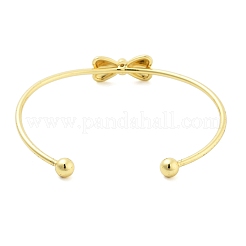 Brass Bowknot Cuff Bangles for Women&nbsp;BJEW-Z072-03G-04