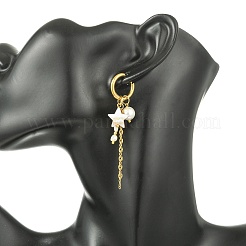 Natural Freshwater Shell Hoop Earrings&nbsp;EJEW-JE07145-01