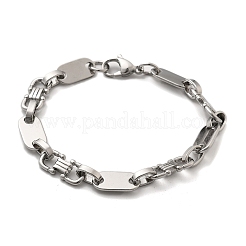 304ステンレススチール製オーバルリンクチェーンブレスレット女性用男性用  ステンレス鋼色  8-1/4インチ（20.8cm）&nbsp;LS-BJEW-A033-04P