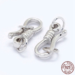 Anti-Tarnish Rhodium Plated 925 Sterling Silver S-Hook Clasps&nbsp;STER-I016-120C-P