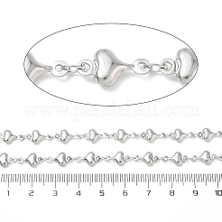304ステンレススチールハートリンクチェーン  ハンダ付け  スプールで  ステンレス鋼色  11x6.5x3mm  約16.40フィート（5m）/ロール&nbsp;CHS-N009-01A-P