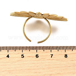 女性用フラワー304ステンレススチール製調節可能なカフリング  ゴールドカラー  27x41mm  内径：18mm&nbsp;RJEW-M103-04D-G