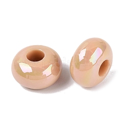 オペークアクリルヨーロピアンビーズ  ABカラー  大きな穴ビーズロンデル  ビスク  14x8mm  穴：5mm&nbsp;OACR-E033-19H
