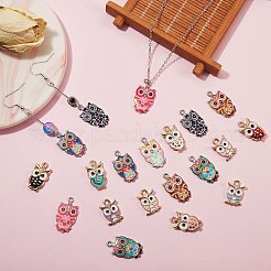 30本15スタイルアロイエナメルペンダント  フクロウ  ミックスカラー  2個/スタイル&nbsp;ENAM-SZ0002-26