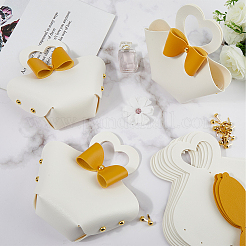 DIY PU イミテーションレザー ハート フラワー 財布 作り方 セット  初心者向けの金色の鉄製ブラッド付き  ホワイト  161x179x50.5mm&nbsp;PURS-WH20005-04B
