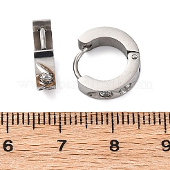 304ステンレススチール、キュービックジルコニア研磨効果フープピアス  ステンレス鋼色  13.5x4mm&nbsp;EJEW-M001-26P