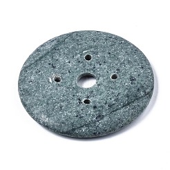 ナチュラルグリーンスポットジャスパービッグペンダント  ドーナツ/円盤  59~60x7mm  穴：3~8mm&nbsp;G-S359-310