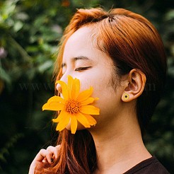 Enamel Sunflower Pendant Necklace and Stud Earrings&nbsp;JX217A