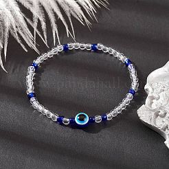 Resin Evil Eye & Acrylic Beaded Stretch Bracelet&nbsp;BJEW-JB10098