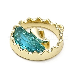 合金ペンダント  アクリルと  フラットラウンド＆クジラチャーム  ゴールドカラー  18.5x15.5x4mm  穴：1.4mm&nbsp;FIND-A051-07G