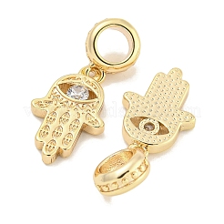 Brass Pave Clear Cubic Zirconia European Dangle Charms&nbsp;KK-S386-34G