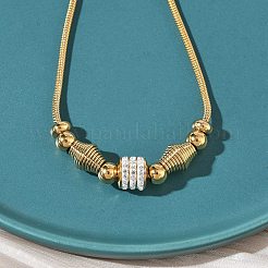 ヨーロピアンスタイルのポリマークレイラインストーンと201個のステンレススチールビーズブレスレット  女性用304ステンレススチールスネークチェーンブレスレット  双円錐形  イオンプレーティング（ip）  18KGP本金メッキ  7-5/8インチ（19.5cm）&nbsp;BJEW-G765-02G