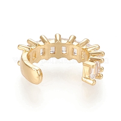 Brass Micro Pave Clear Cubic Zirconia Cuff Earrings&nbsp;EJEW-M195-10G