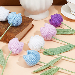 8Pcs 4 Colors Polyester with Iron Wire Artificial Tulip Flower&nbsp;AJEW-ME0001-26B