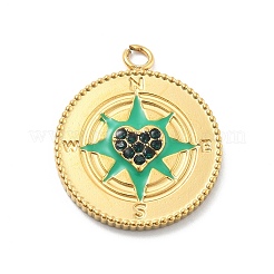 304 Stainless Steel Enamel Rhinestone Pendants&nbsp;STAS-L283-38G