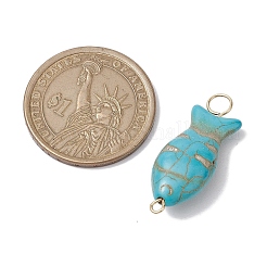 Synthetic Turquoise Fish Connector Charms&nbsp;PALLOY-JF02656