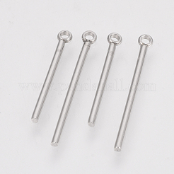 変色しにくい201ステンレススチールペンダント  バー  ステンレス鋼色  28x1.5mm  穴：1.5mm&nbsp;X-STAS-S079-06
