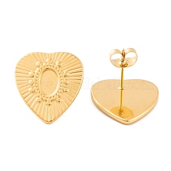 Ion Plating(IP) Heart 304 Stainless Steel Stud Earrings Findings&nbsp;EJEW-L272-010G