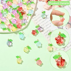 90個9色ガラスペンダント  ゴールデン真鍮パーツ  花  ミックスカラー  18mm  穴：2.6mm  10個/カラー&nbsp;PALLOY-CJ00057