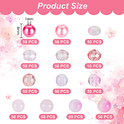 ガラスビーズセット  ピンク  8x6mm  穴：1.4mm  50pc&nbsp;GLAA-GA0002-20A